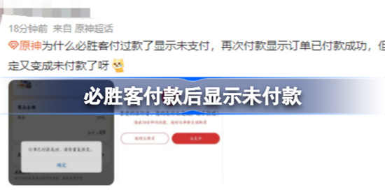 必胜客付款后显示未付款是怎么回事